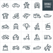Transportation Thin Line Icons - Editable Stroke