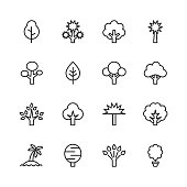 Tree Line Icons. Editable Stroke. Pixel Perfect. For Mobile and Web. Contains such icons as Tree, Forest, Nature, Outdoors, Environment, Ecology.