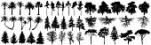Trees silhouette vector set. Isolated on white background
