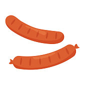 Two sausages isolated on white background. Vector illustration