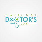 Typography for National Doctors Day with stethoscope
