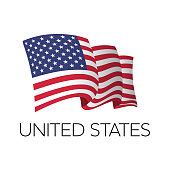 United States vector flag. Fluttering flag of US. Independence Day. 4th July. EPS 10