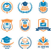 University badges. School business identity quality emblem college vector logo