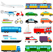 Urban transport colored vector illustration. City transportation