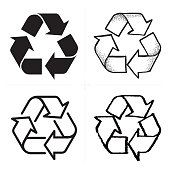 various style of Recycle reuse reduce symbol icon vector set
