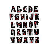 Vector capital cut out alphabet in pagan style with patterns.