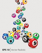 Vector Colorful Bingo balls fall randomly