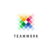 Vector design template for business. Team Work abstract icon.