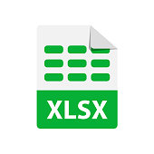 Vector green icon XLSX. File format extensions icon.