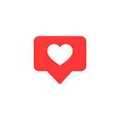 Vector icon like.Thumbs up  with heart shape. Social media red icon on isolated background. vector eps10