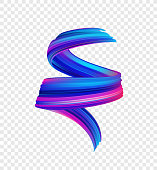 Vector illustration: 3d realistic colorful brush stroke oil or acrylic paint. Wave Liquid shape. Trendy abstract design