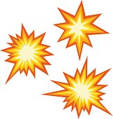 Vector illustration of emoticons of an explosive collision