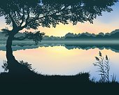 Vector illustration of the lake