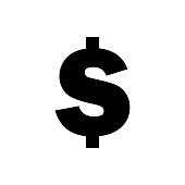 Vector image of a flat, isolated icon dollar sign. Currency exchange dollar. United States dollar sign