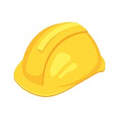 Vector isometric yellow worker hat.
