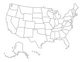 Vector Outlined map of The USA