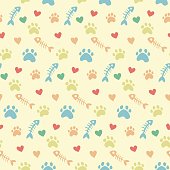vector pattern with cats paw prints