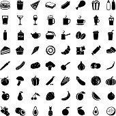 Vector Set of 64 Food Icons