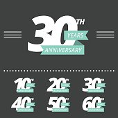 Vector set of anniversary signs.