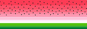 Vector watermelon slice background with black seed border seamless pattern design