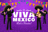 Viva Mexico fiesta mariachi musician characters