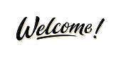 Welcome lettering sign. Isolated vector