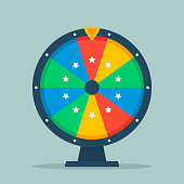 Wheel of fortune vector illustration of a flat. Empty colorful wheel of fortune isolated from the background.