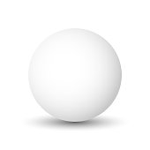 White sphere, ball or orb. 3D vector object with dropped shadow on white background