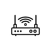 Wireless router line icon. Vector on isolated white background. EPS 10