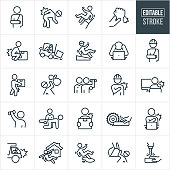 Workplace Injury Thin Line Icons - Editable Stroke