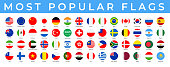 World Flags - Vector Round Flat Icons - Most Popular