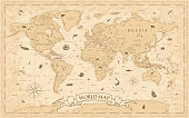 World Map Vintage Old-Style - vector - layers