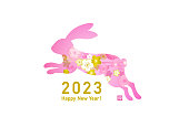 year rabbit new year card with
