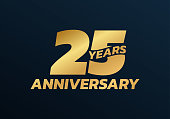 25 years anniversary design. 25th birthday celebration icon or badge. Vector illustration.