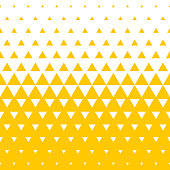 Yellow and white triangular halftone transition pattern background. Vector abstract seamless pattern of irregular gradation triangles in mosaic texture background design