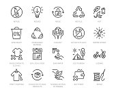 Zero waste lifestyle flat line icons set. Refuse, reduce, reuse, recycle, leaves circle, save water, planet, eco tourism vector illustration. Outline signs of ecology. Pixel perfect. Editable Stroke
