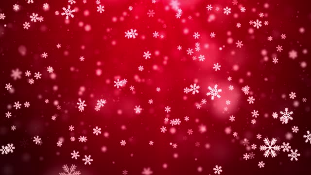 4k White confetti snowflakes and bokeh lights on the Red loop Animation