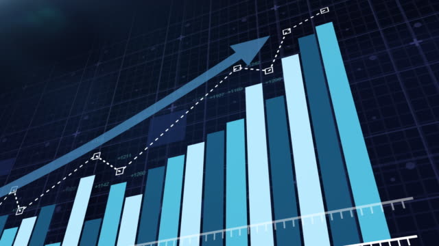 Animation of a business infographics with rising arrow.