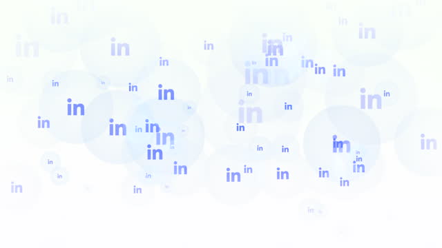 Fly LinkedIn icons on network background