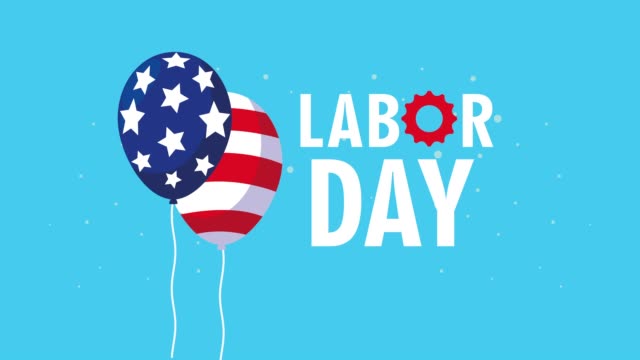 happy labor day celebration with usa flag in balloons helium