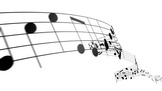 Music notes in 3d. HD. Loopable.